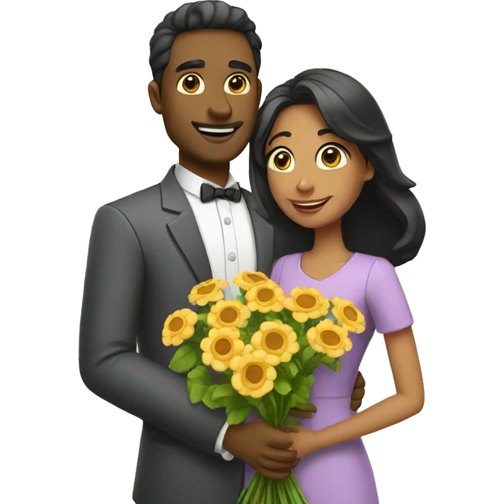 husband giving flowers to his wife emoji