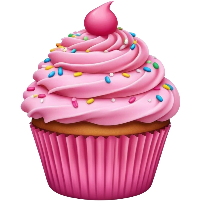 cupcake with pink frosting on top, sprinkles emoji