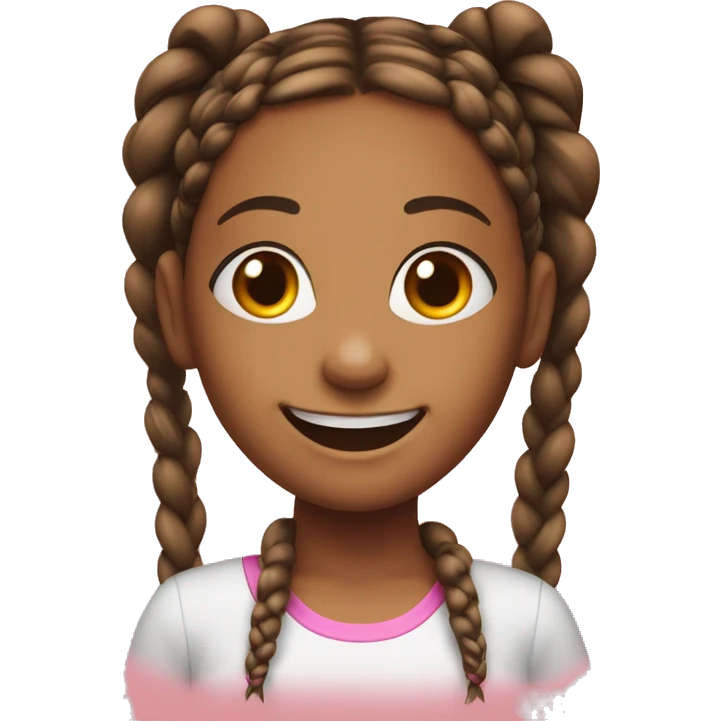 grinning girl with twin braids emoji