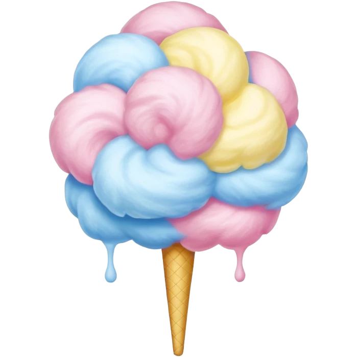 Pink, blue, and yellow swirled into fluffy cotton candy emoji