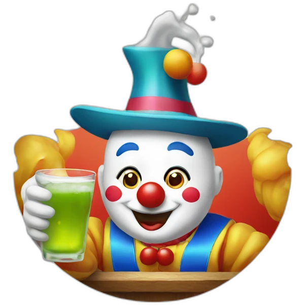 clown drinking Korean soju emoji