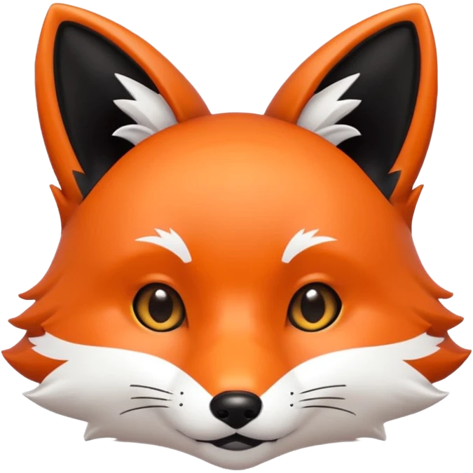 une tête de renard trop kawaii avec des poils noirs à la place des poils blancs emoji