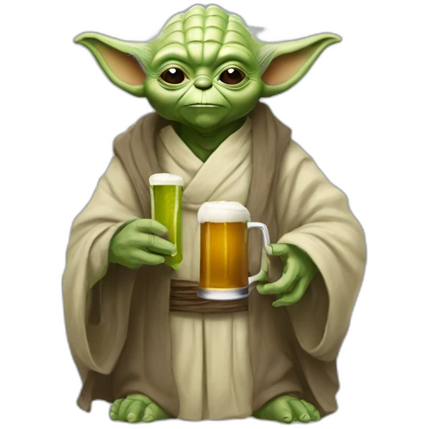 Yoda avec une bierre emoji