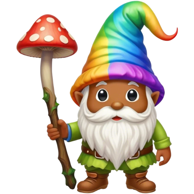Psychedelic rainbow colored Gnome & mushroom  emoji