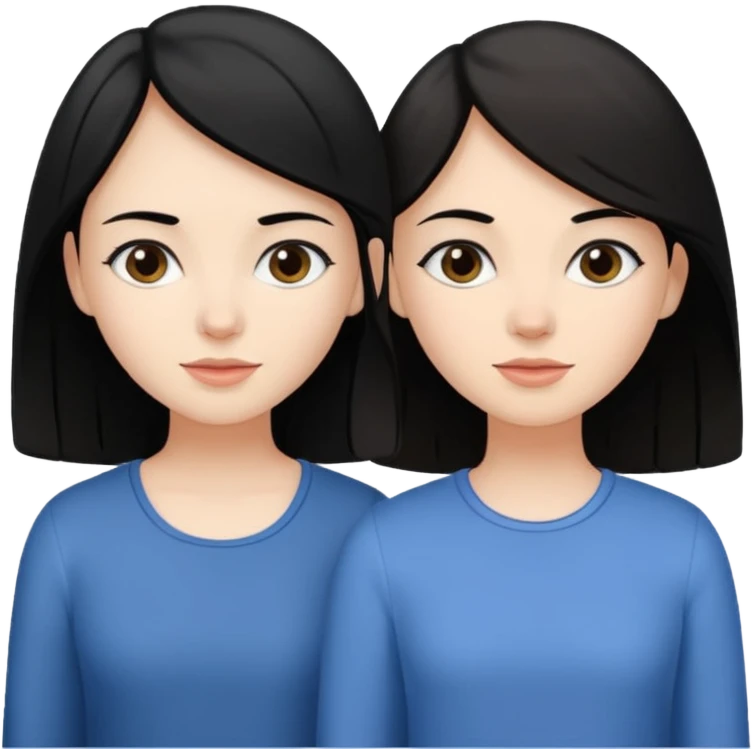 Two sisters one brunette one white with black hair one a little taller than the other.  emoji