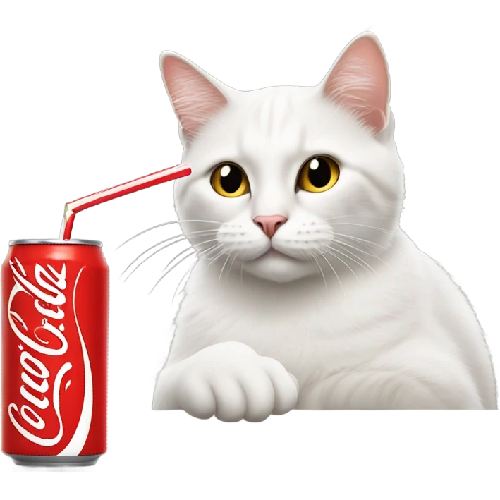 Cat drinking a Coke with straw emoji