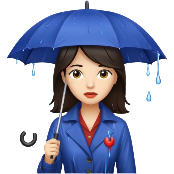 she getting wet (umbrella, dripping dark hair) emoji