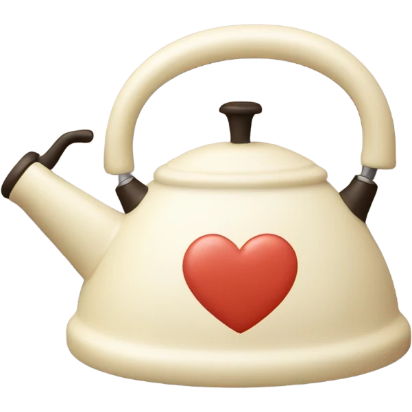 Cream colored heart shaped kettle emoji