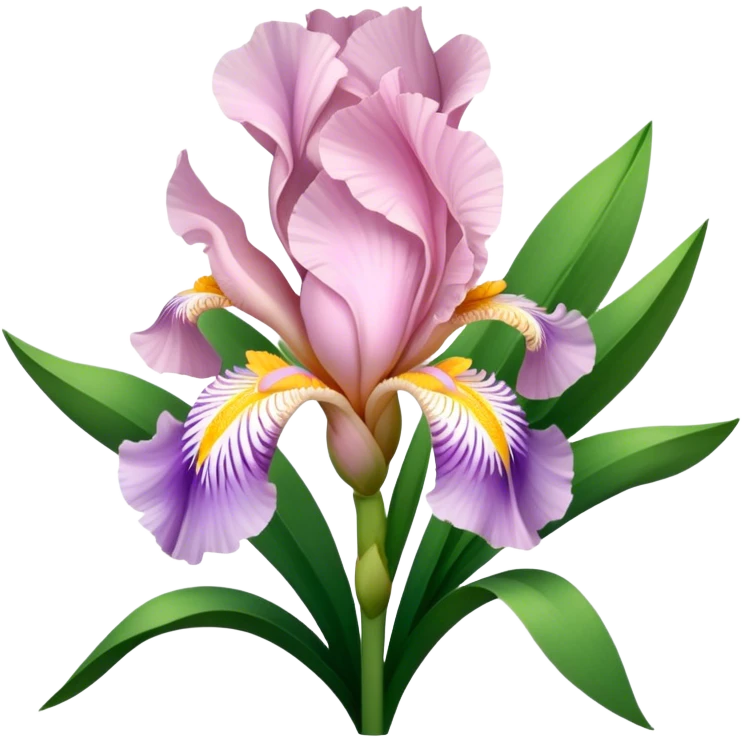 big bouquet Soft Pink Iris, luxuriant, leaf, bud emoji