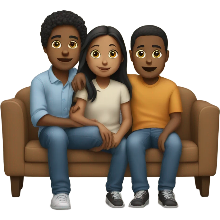 sister with brothers indoors emoji