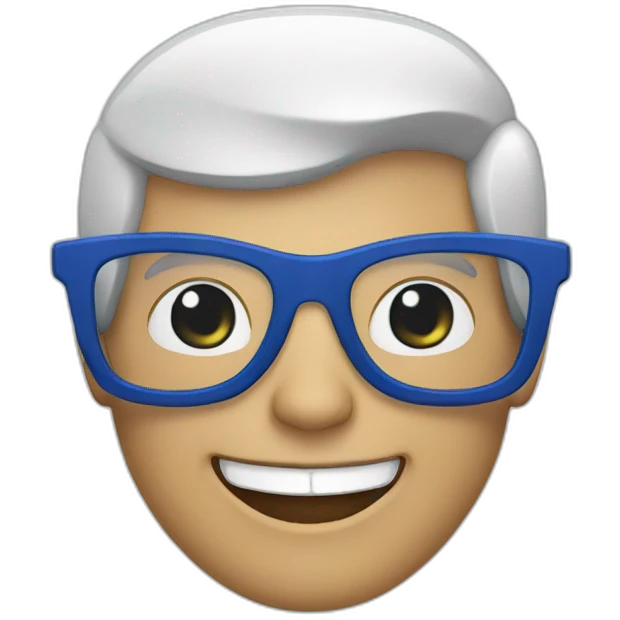 white man wearing blue glasses laughing emoji