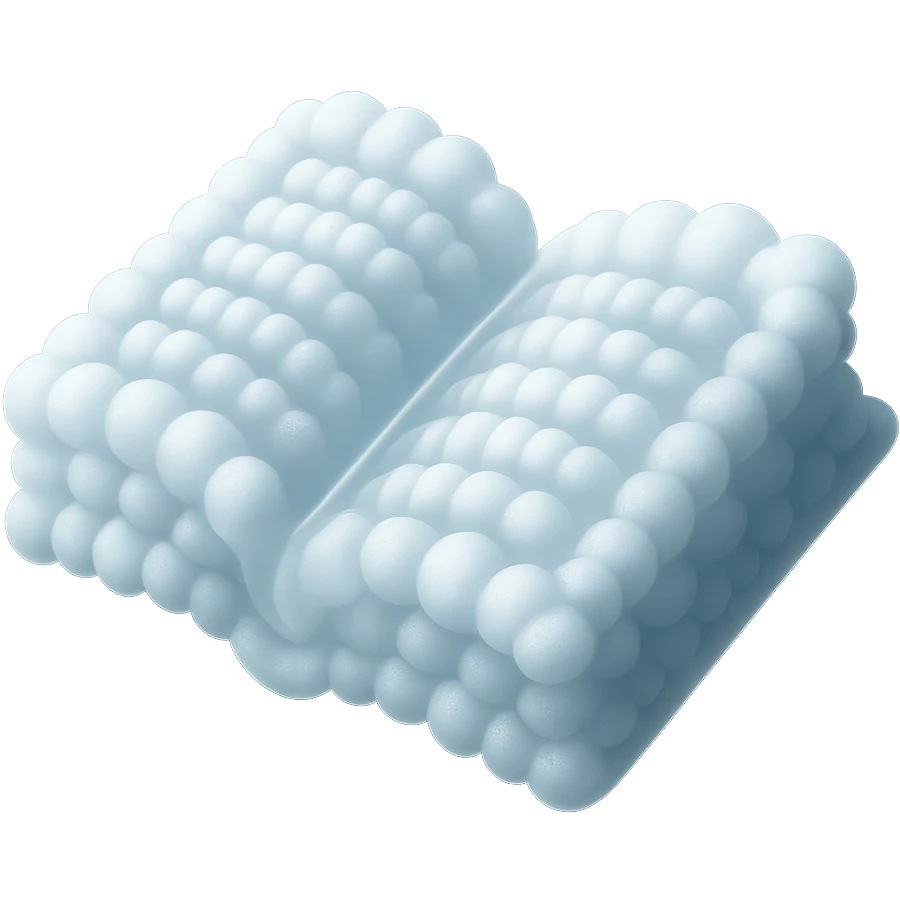 thick open book made entirely of small, very bright white fluffy convex clouds, matte glass style emoji