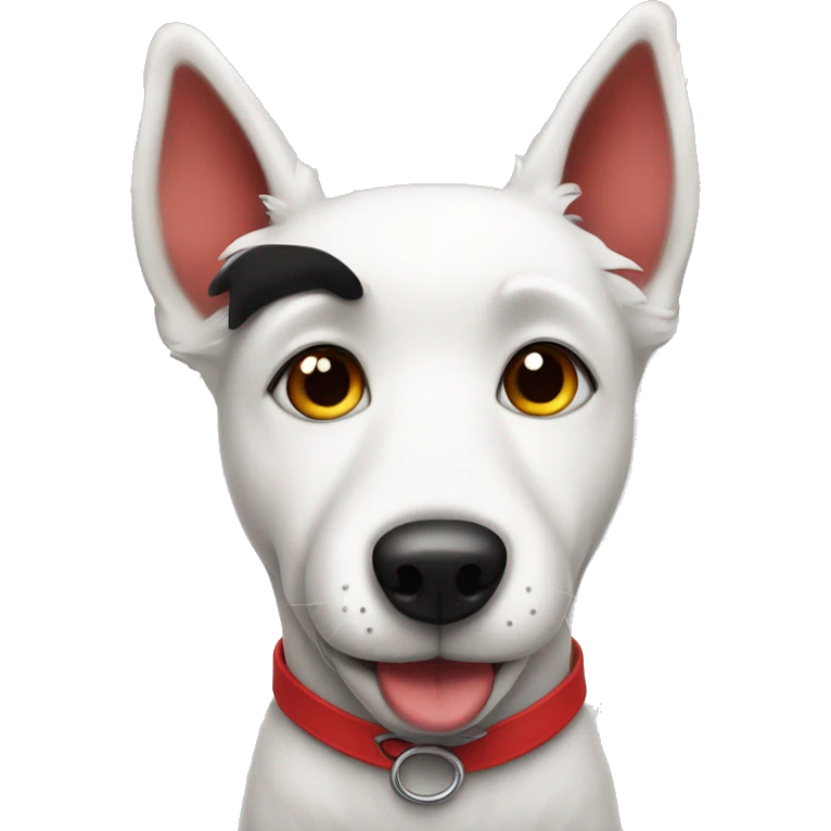 cartoon white dog with black ears and red shirt  emoji