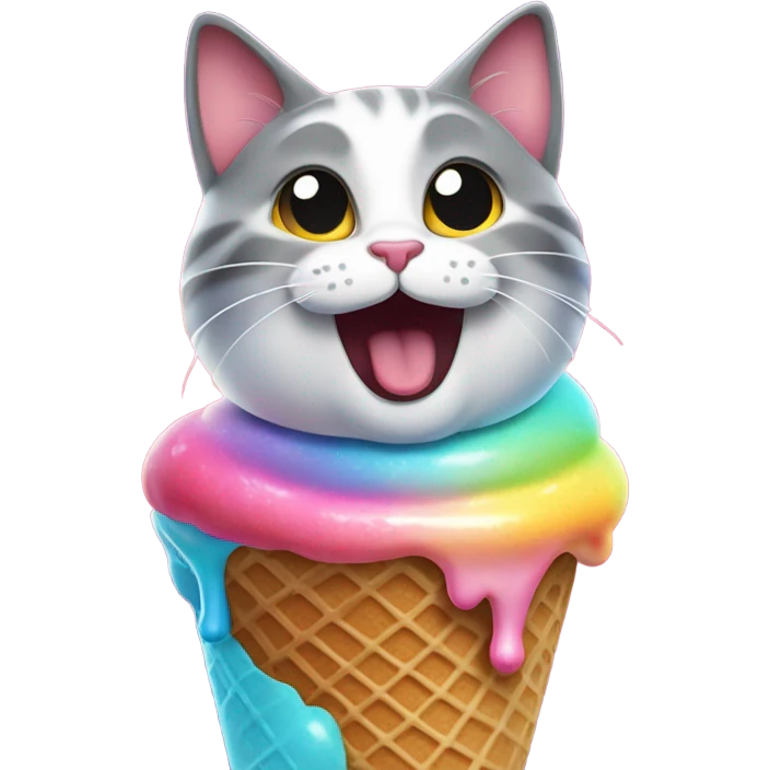 Dusk cat eating a galaxy ice cream ￼ emoji