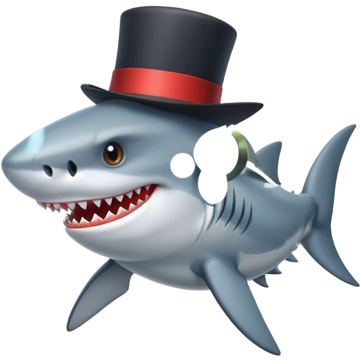 Shark with a top hat emoji