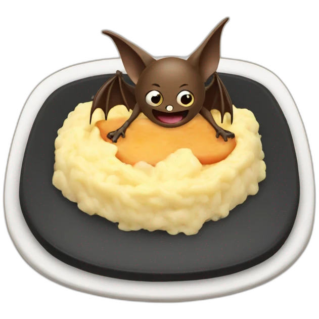Bat eating bangers and mash emoji