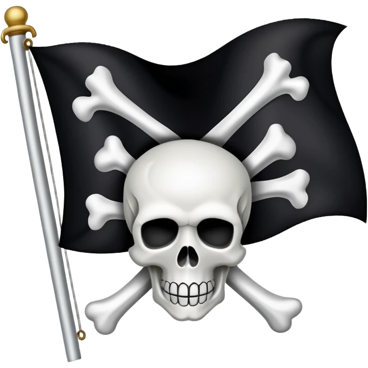 simple pirate flag with skull on black background emoji