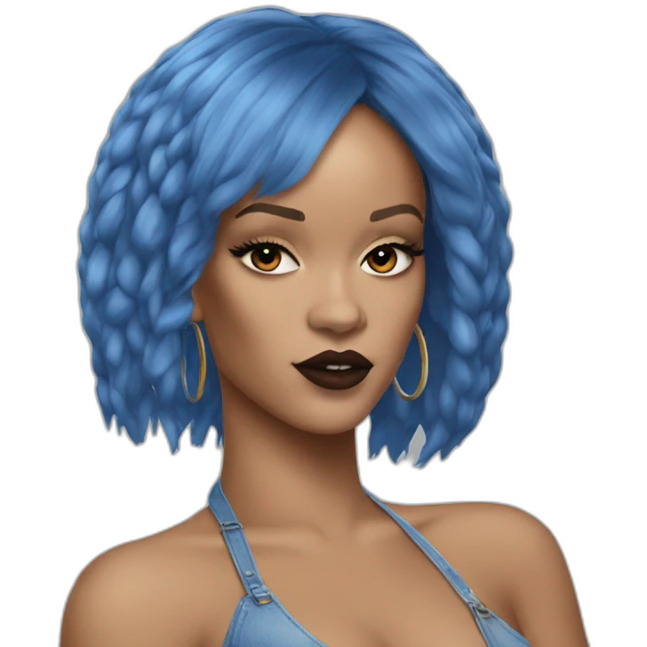 Rihanna cheveux bleu emoji