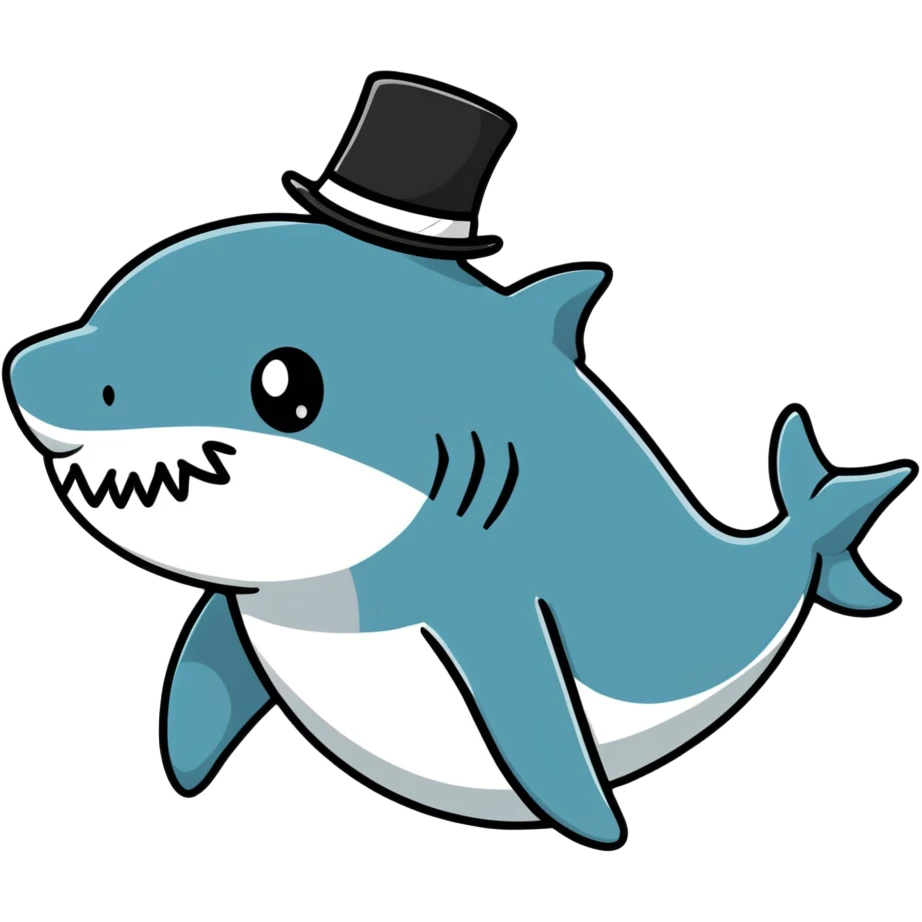 Shark with a top hat emoji