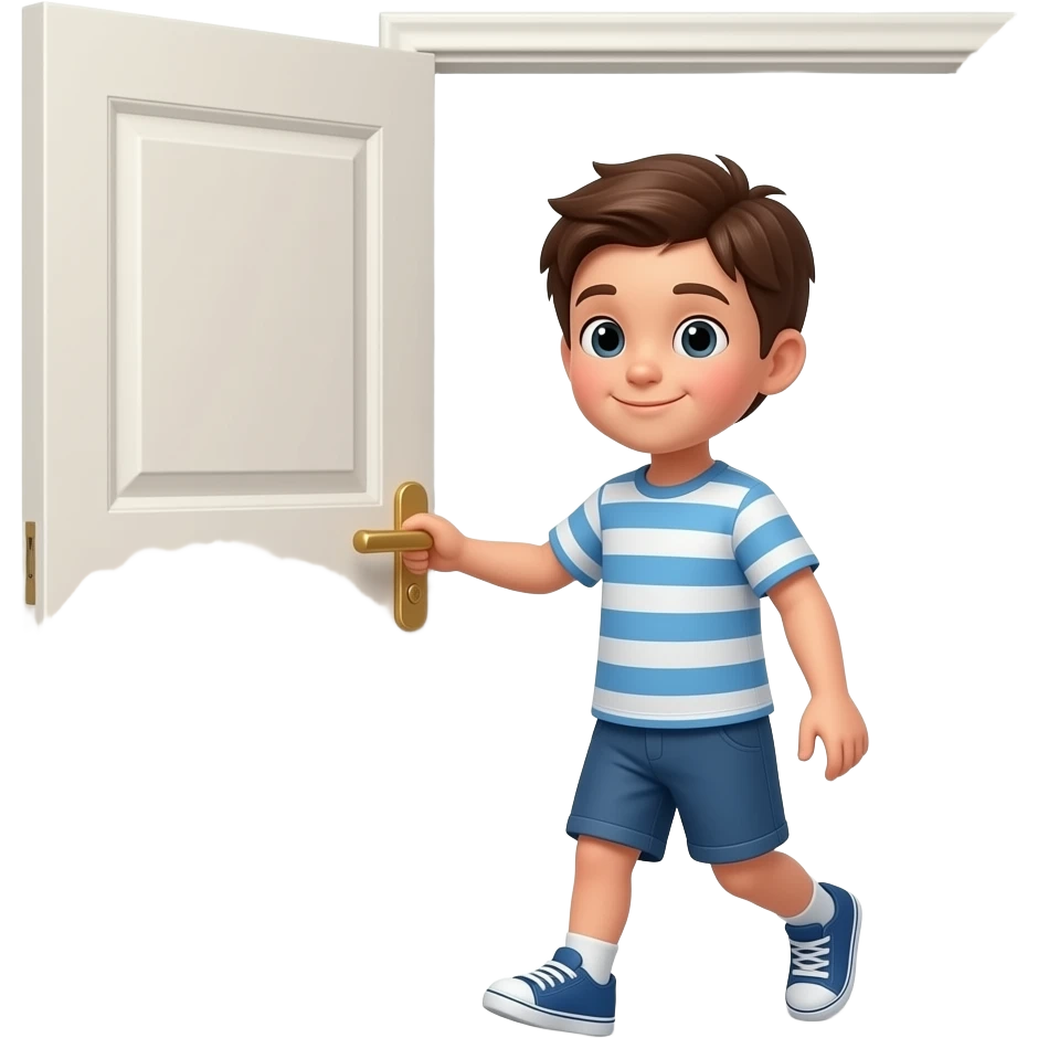 kid walking out the holding door handle emoji