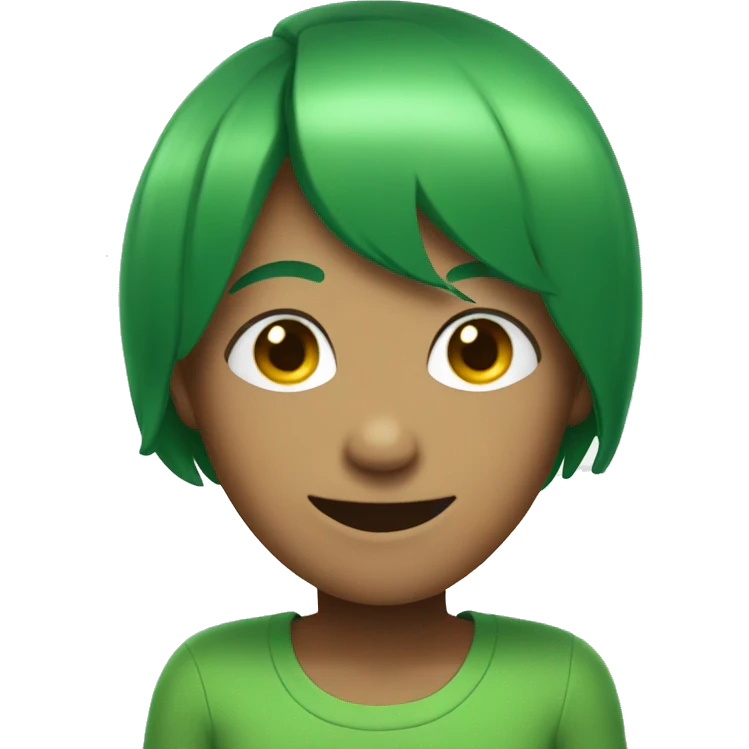 Smileface with green short hair emoji