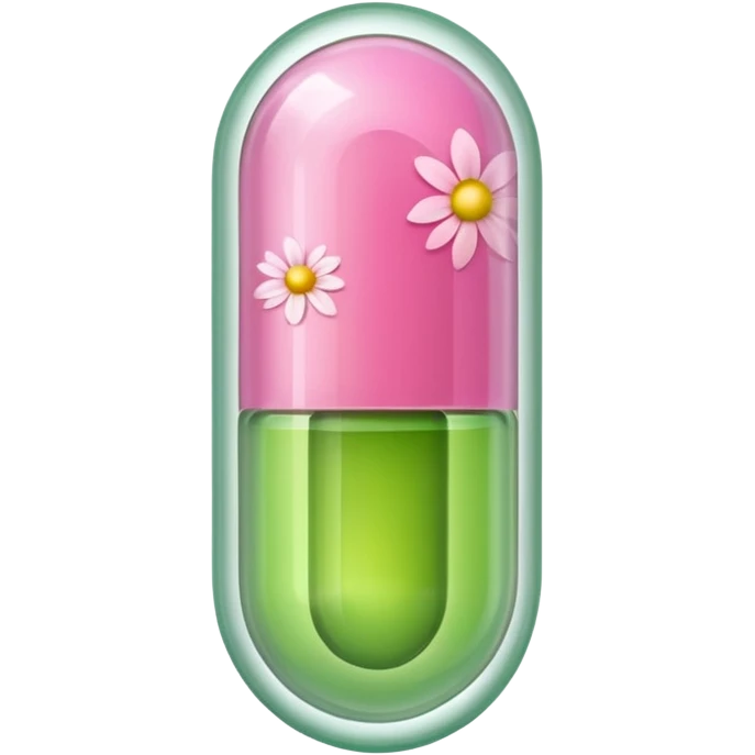 light green and pink floral vitamin capsule emoji