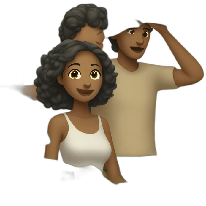 woman fanning a man with palm leaves emoji