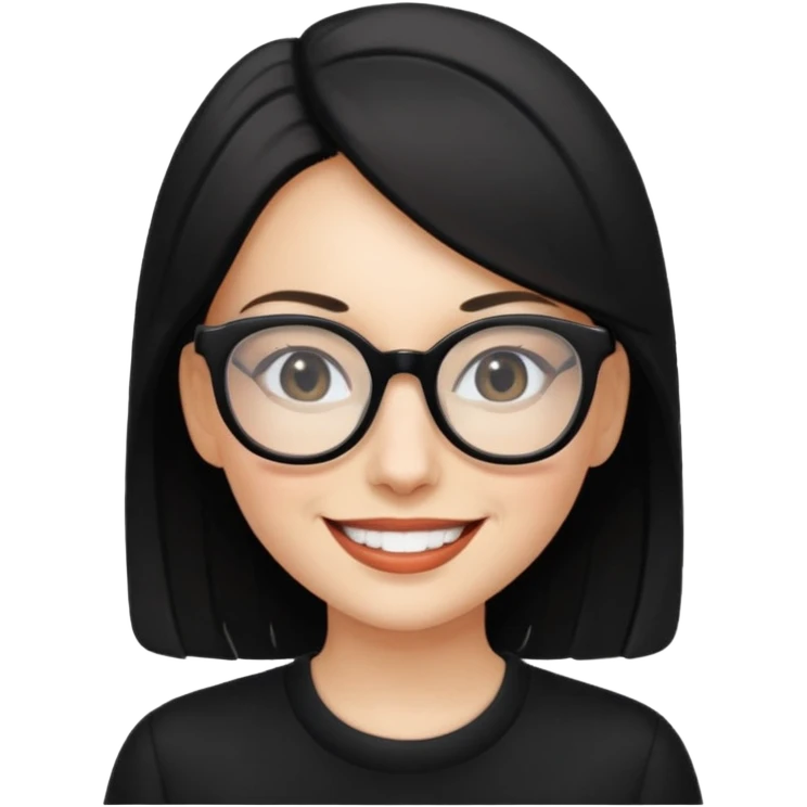 woman with big glasses,black wear emoji