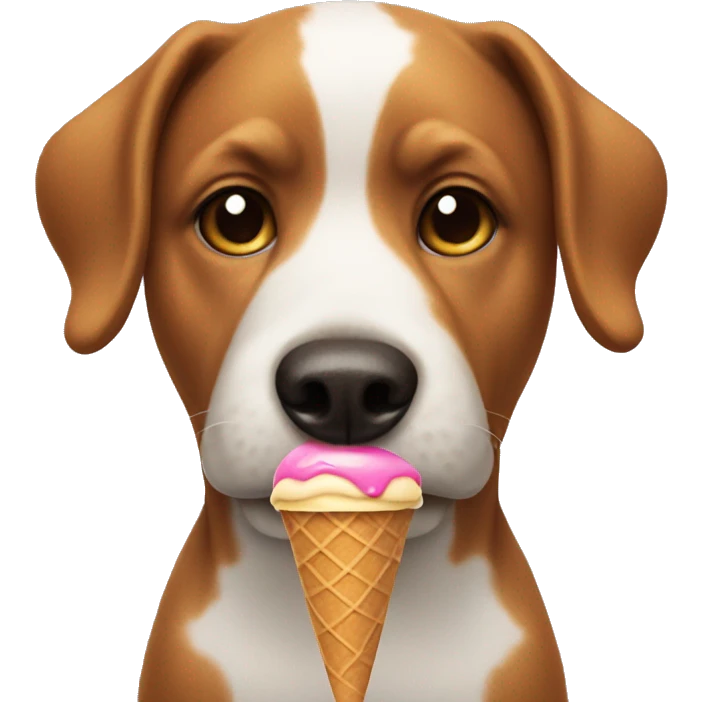 Dog holding ice cream cone emoji