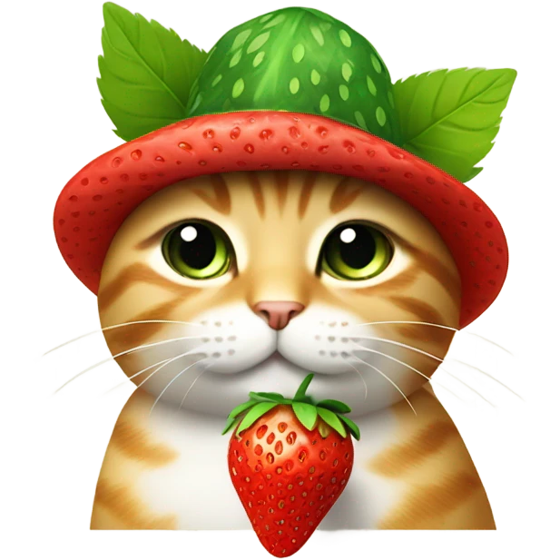 cat with a strawberry hat emoji