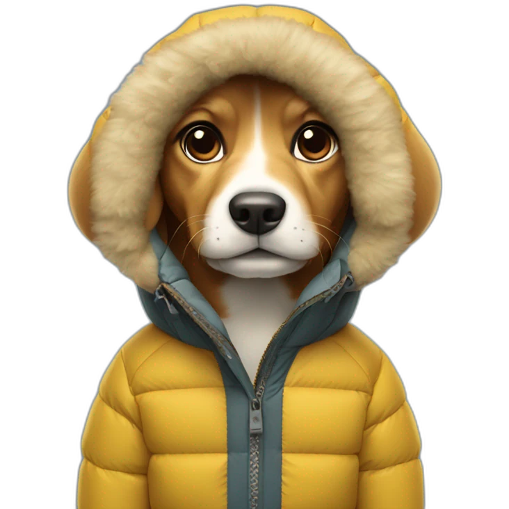Dog with a down jacket, The North Face emoji
