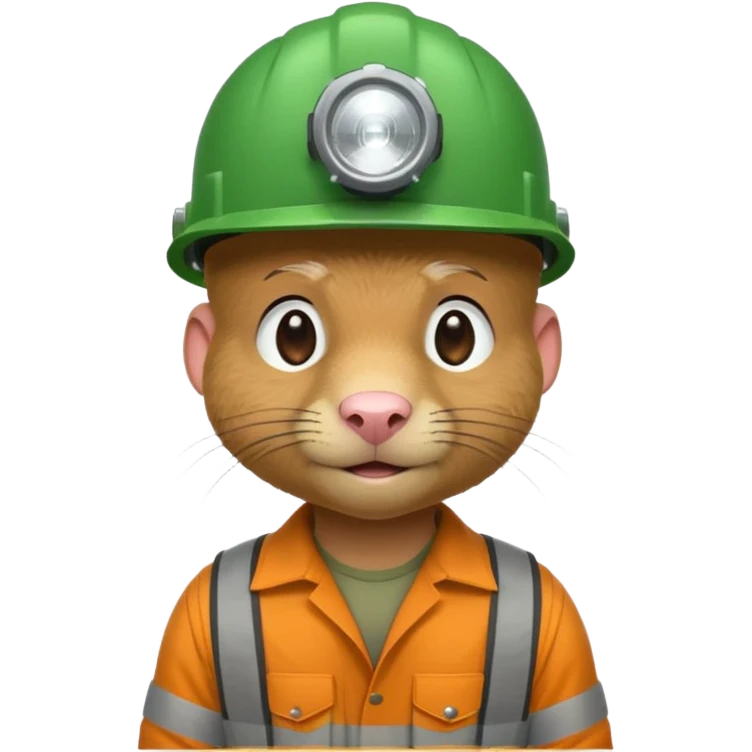 a mole rat, green helmet, headlamp, worker cloth emoji