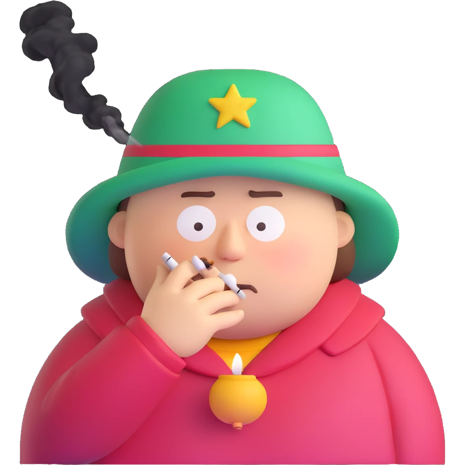 Eric Cartman from South Park smoking emoji