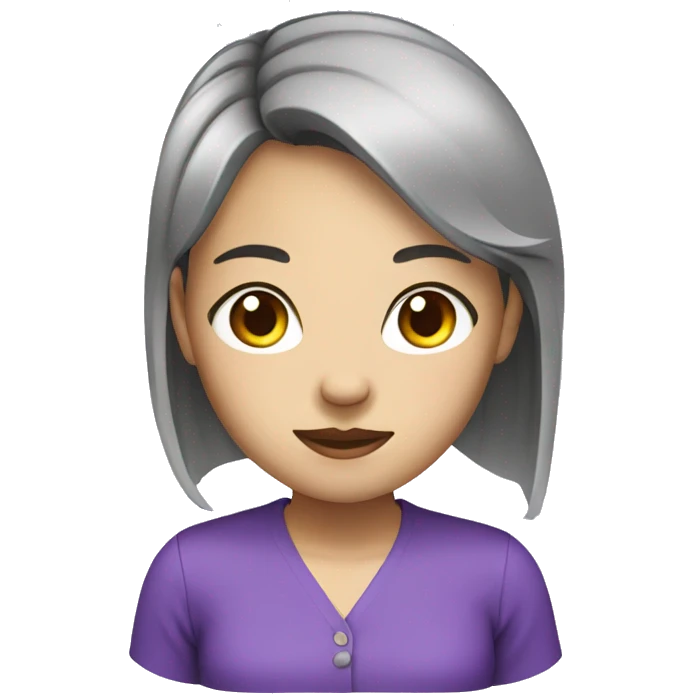 Chinese girl with glass in business purple shirt emoji
