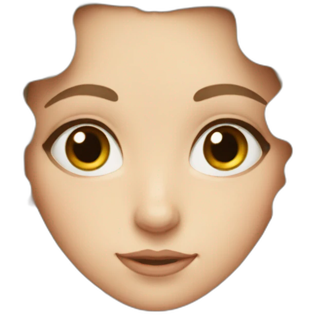 a white girl with long curly and brown hair with big eyes and big eyebrows emoji