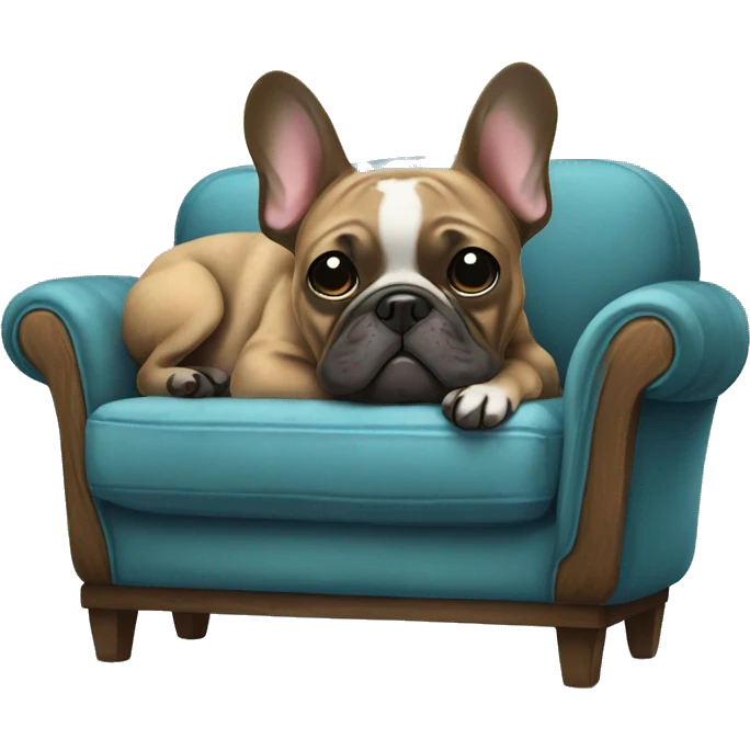 Brindle Frenchie resting on couch emoji