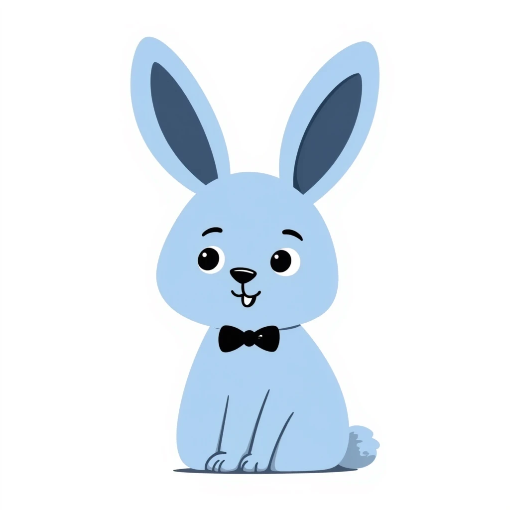 cute blue rabbit, hand-drawn blue bunny emoji
