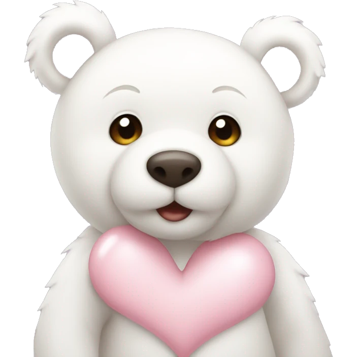 White teddy bear with light pink heart emoji