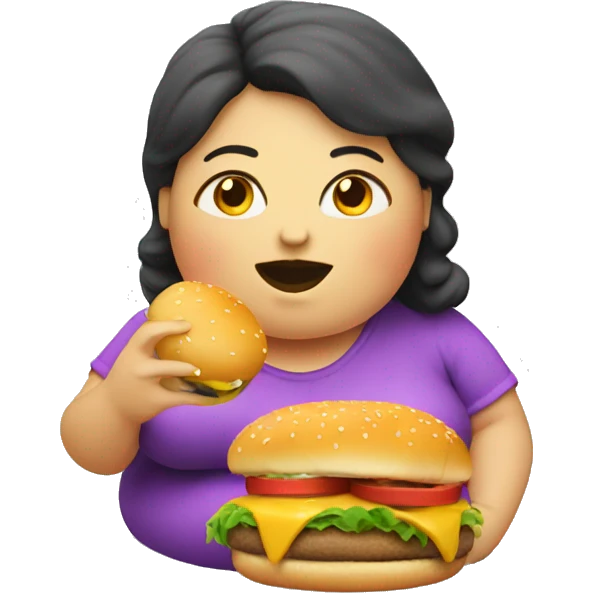 Fat lady eating cheeseburger  emoji