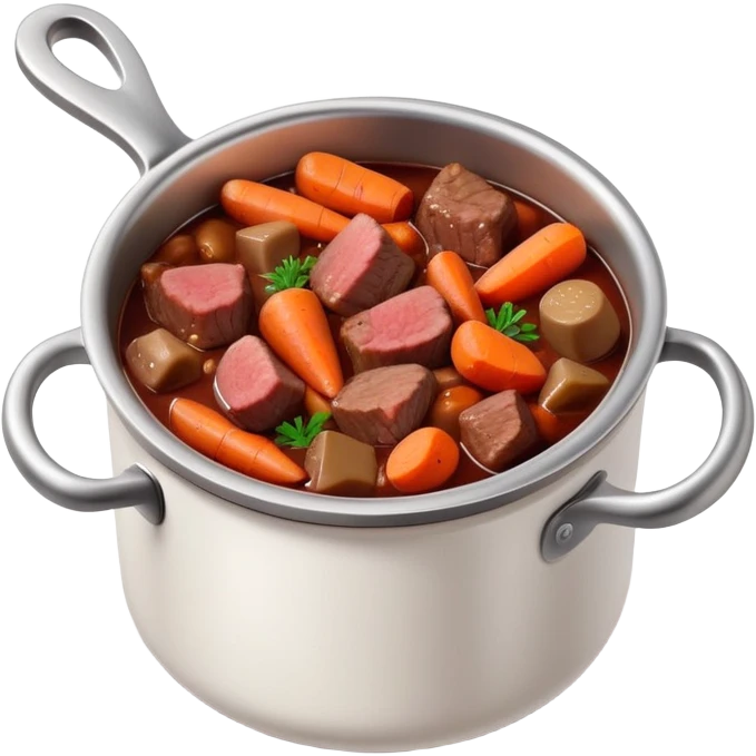boeuf bourguignon in a pot with red wine, carrots, and beef chunks emoji