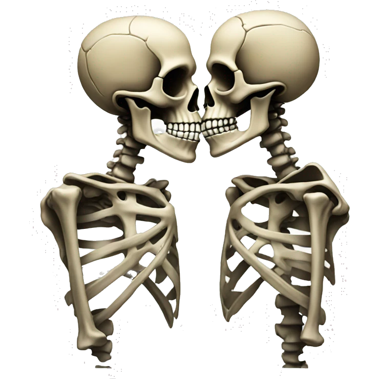 Kissing skeletons emoji