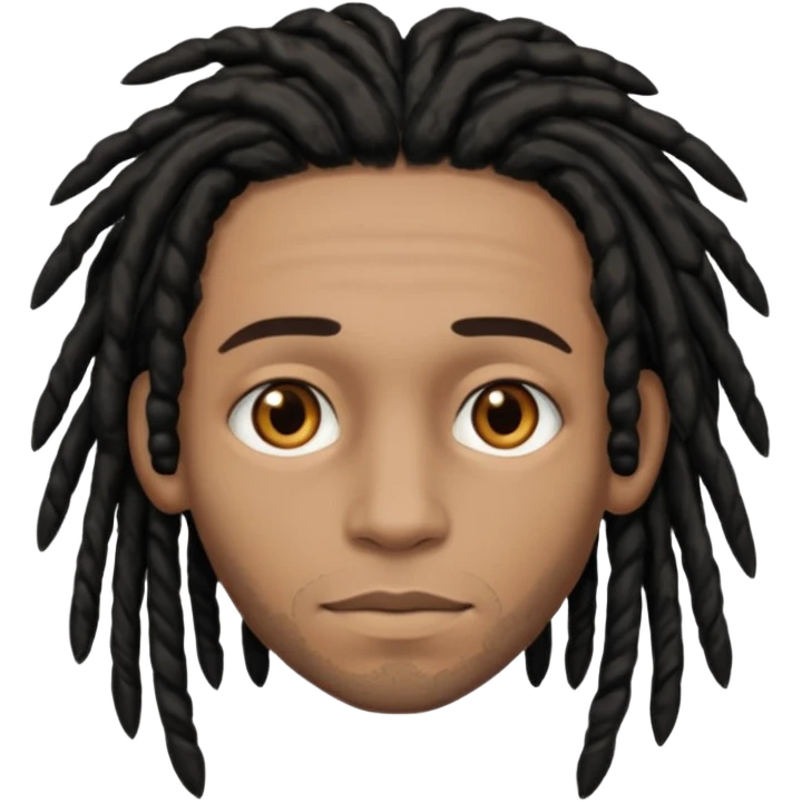 light brown man with black dreads and brown eyes emoji