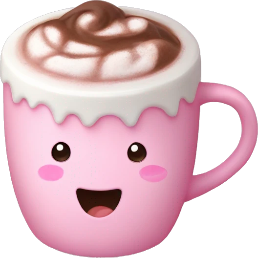 Hot chocolate in pastel pink cutesy emoji