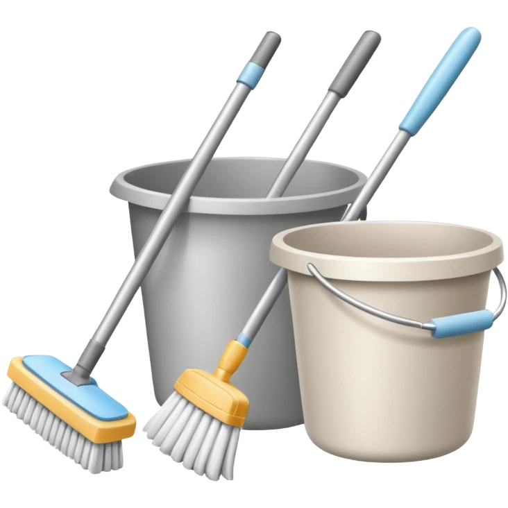 Realistic cleaning essentials with neutral color emoji