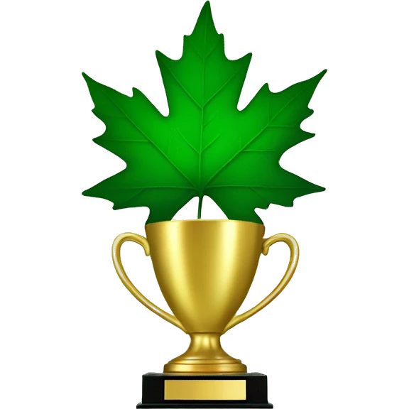 Green Maple Leaf Add a gold trophy emoji