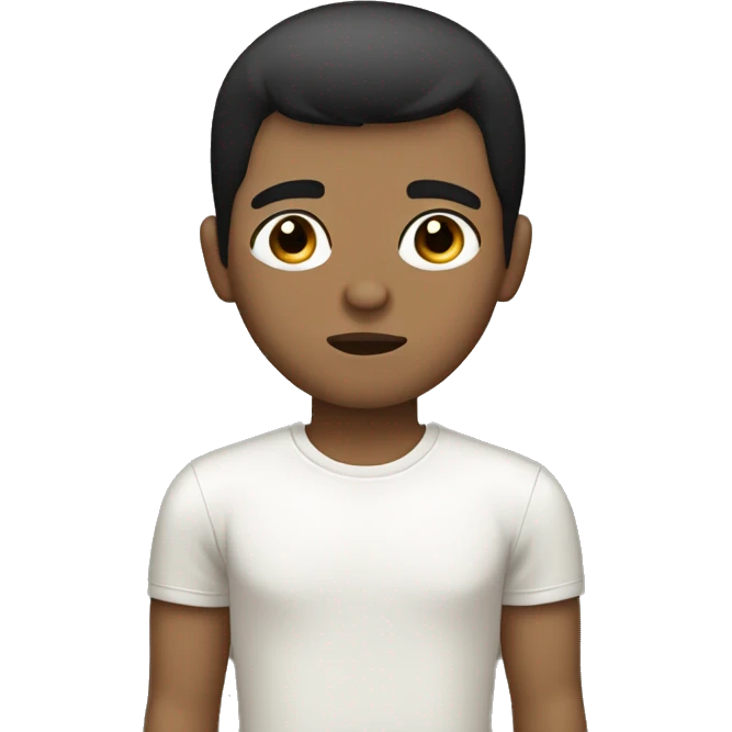 boy with black medium mullet haircut, sleepy eyes, full lips, beige skin emoji