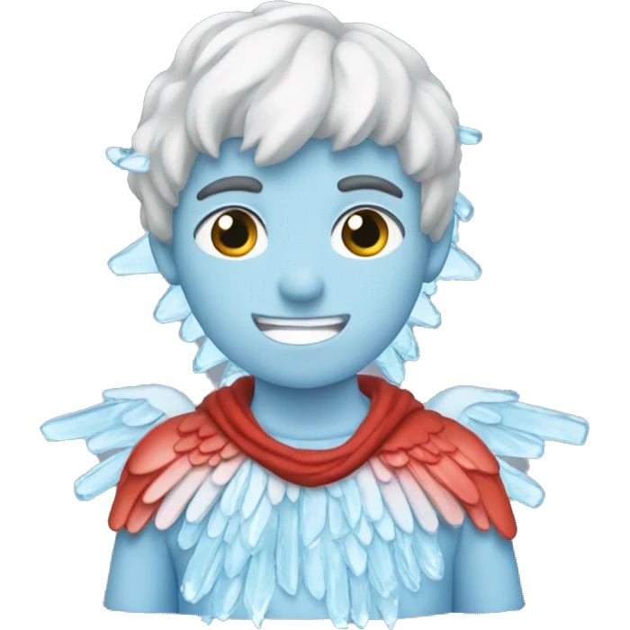 Boy with red wings made out of ice emoji