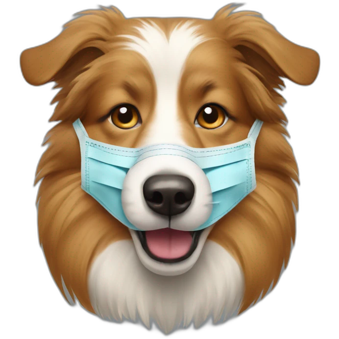 Shetland sheepdog wearing chirurgical mask on mouth emoji