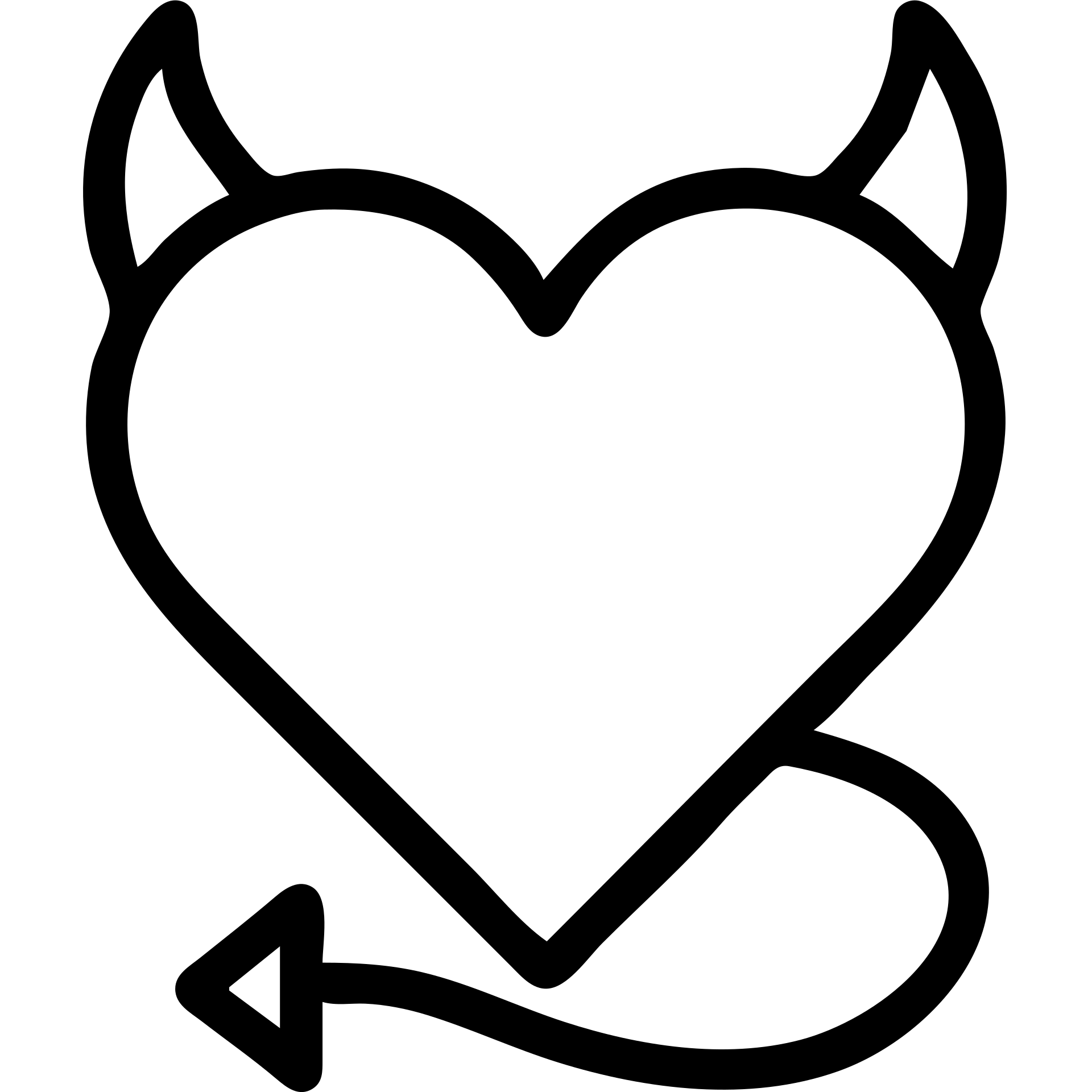minimalist devil heart icon, red heart with two small black horns, centered, white background emoji