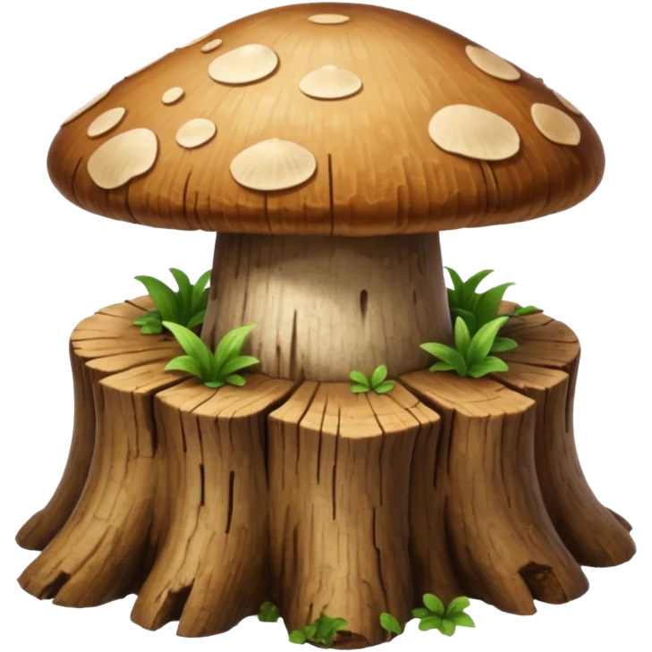 mushroom growing out of a tree stump emoji